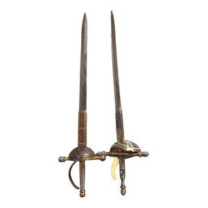 Vintage Toledo Miniature Sword Letter Opener Made In Spain Ornate Gold & Red